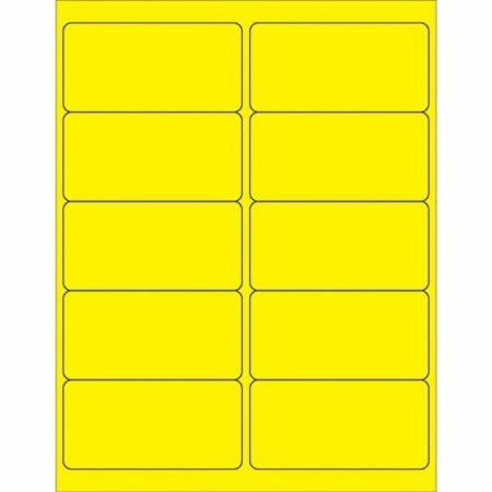 BSC PREFERRED 4 x 2'' Fluorescent Yellow Rectangle Laser Labels, 1000PK S-3847Y